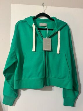 Everlane Emerald Green Hoodie with White Drawcords